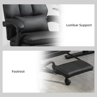 Executive Office Chair, PU Leather Desk Chair with Armrests Black