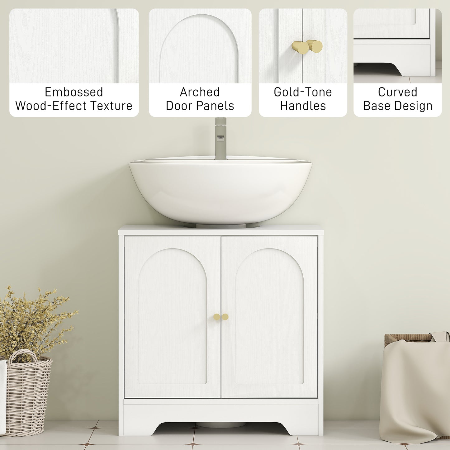 Modern Under Sink Cabinet for Basin without or with Pedestal, White