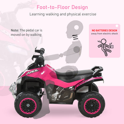 No Power Quad Toddler Ride on Car Foot-to-Floor Sliding Pink
