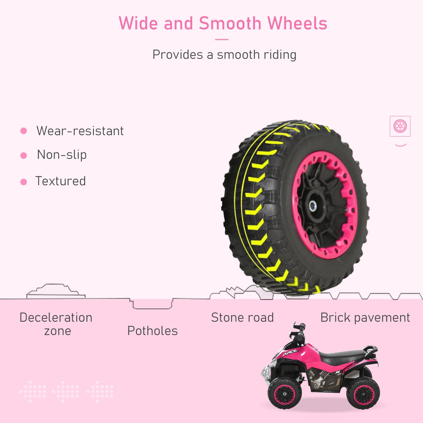 No Power Quad Toddler Ride on Car Foot-to-Floor Sliding Pink