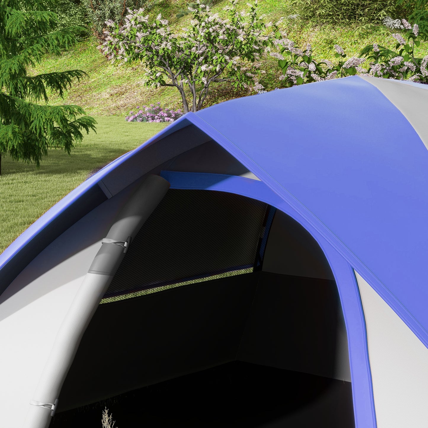 2 Man Camping Tent w/ Sewn-in Groundsheet, 3000mm Waterproof, Blue