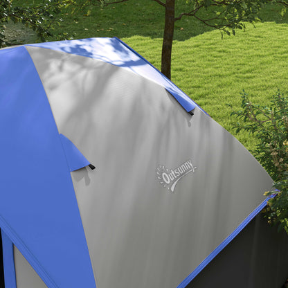 2 Man Camping Tent w/ Sewn-in Groundsheet, 3000mm Waterproof, Blue