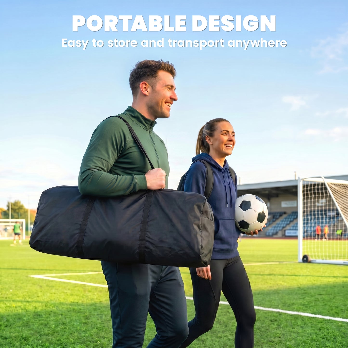 Football Rebounder Net, Portable Kickback Football Rebounder Net with Heavy-Duty Steel Frame, Carry Bag and Ground Stakes, Easy Setup for Baseball and Multi-Sport Skills Training