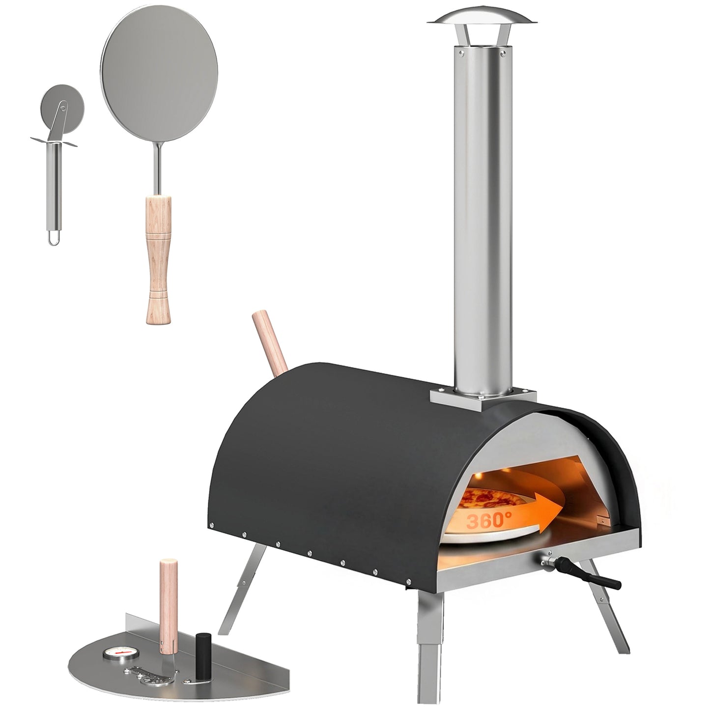 Outdoor Pizza Oven Portable w/ 12" Rotating Stone