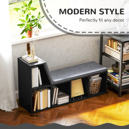 2 Tier Bookcase w/ Removable Cushions Storage Cabinet for Living Room