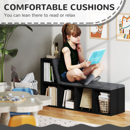 2 Tier Bookcase w/ Removable Cushions Storage Cabinet for Living Room