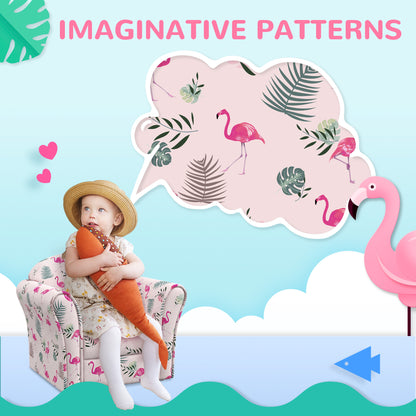 Kids Sofa Chair with Flamingo Design for Bedroom, Playroom, Pink