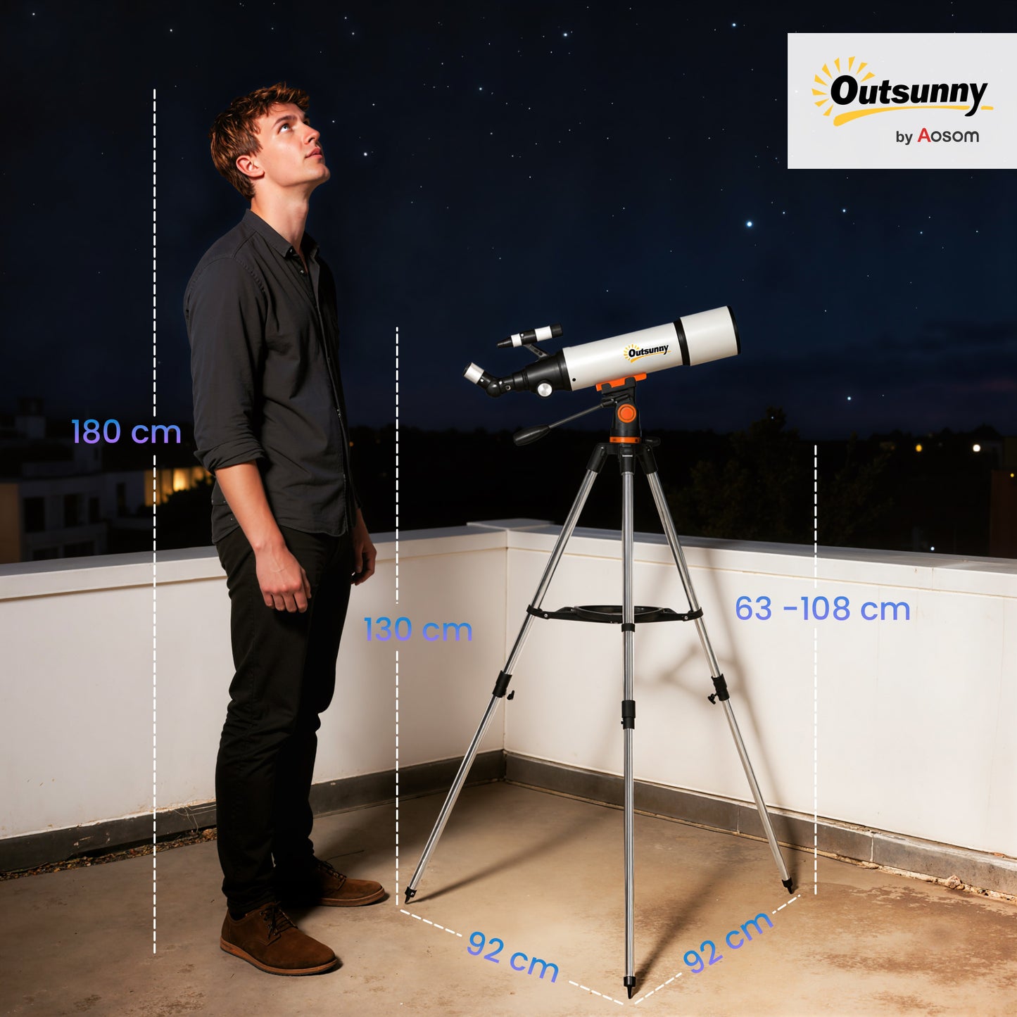 Refractor Astronomy Telescope with 80 mm Aperture, Carry Bag, White