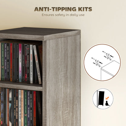 Set of 2 CD Storage Units with Adjustable Shelves, Distressed Grey