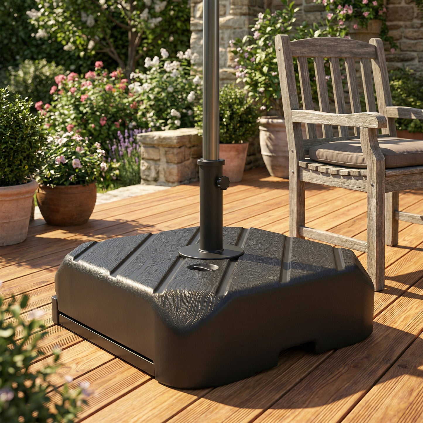 Garden Parasol Base with Wheels, Parasol Stand for 38/48 mm Pole