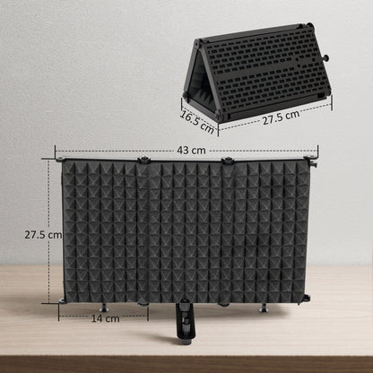 Foldable Table Top Studio Microphone Isolation Shield, Black