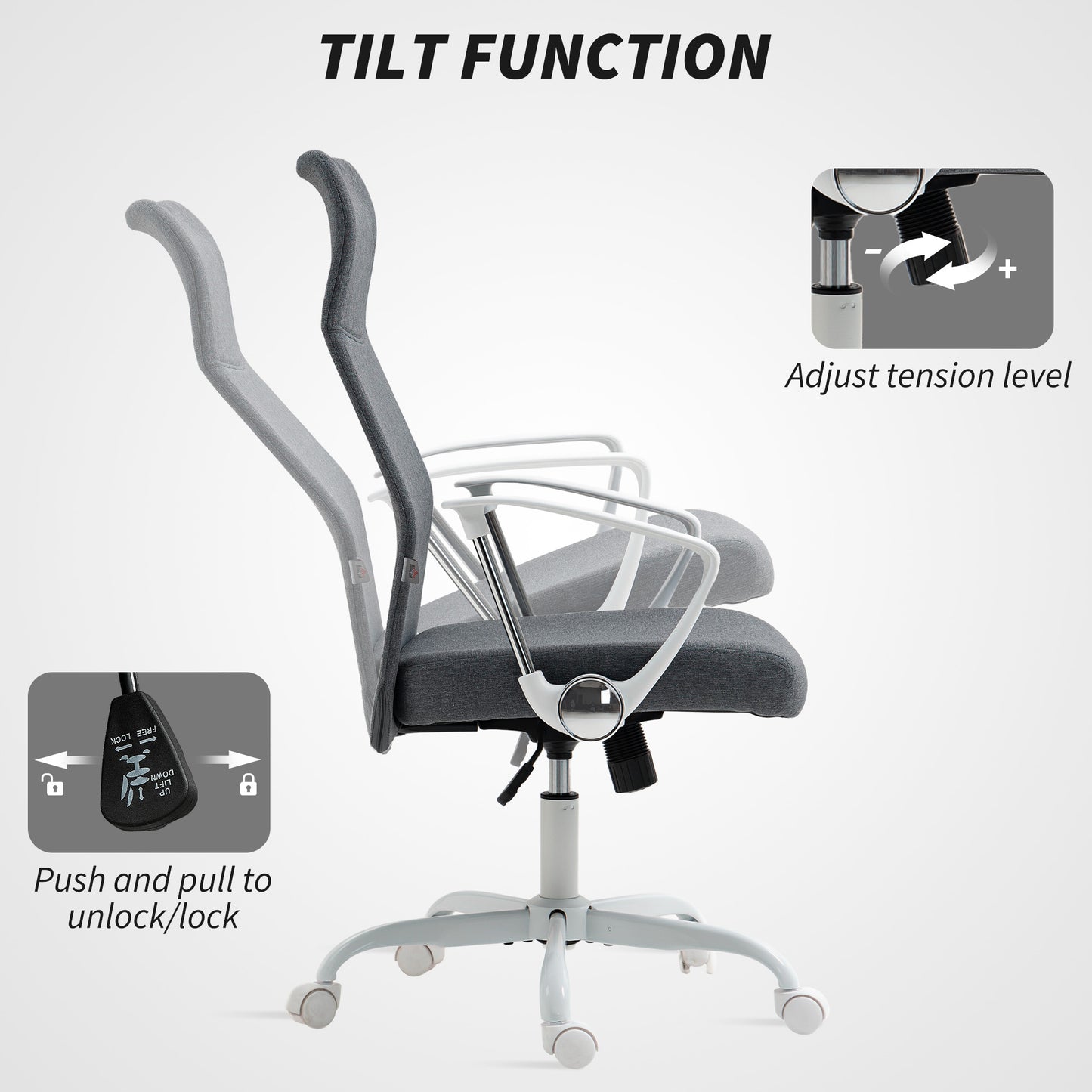 High Back Office Chair, Computer Desk Chair for Home, Grey