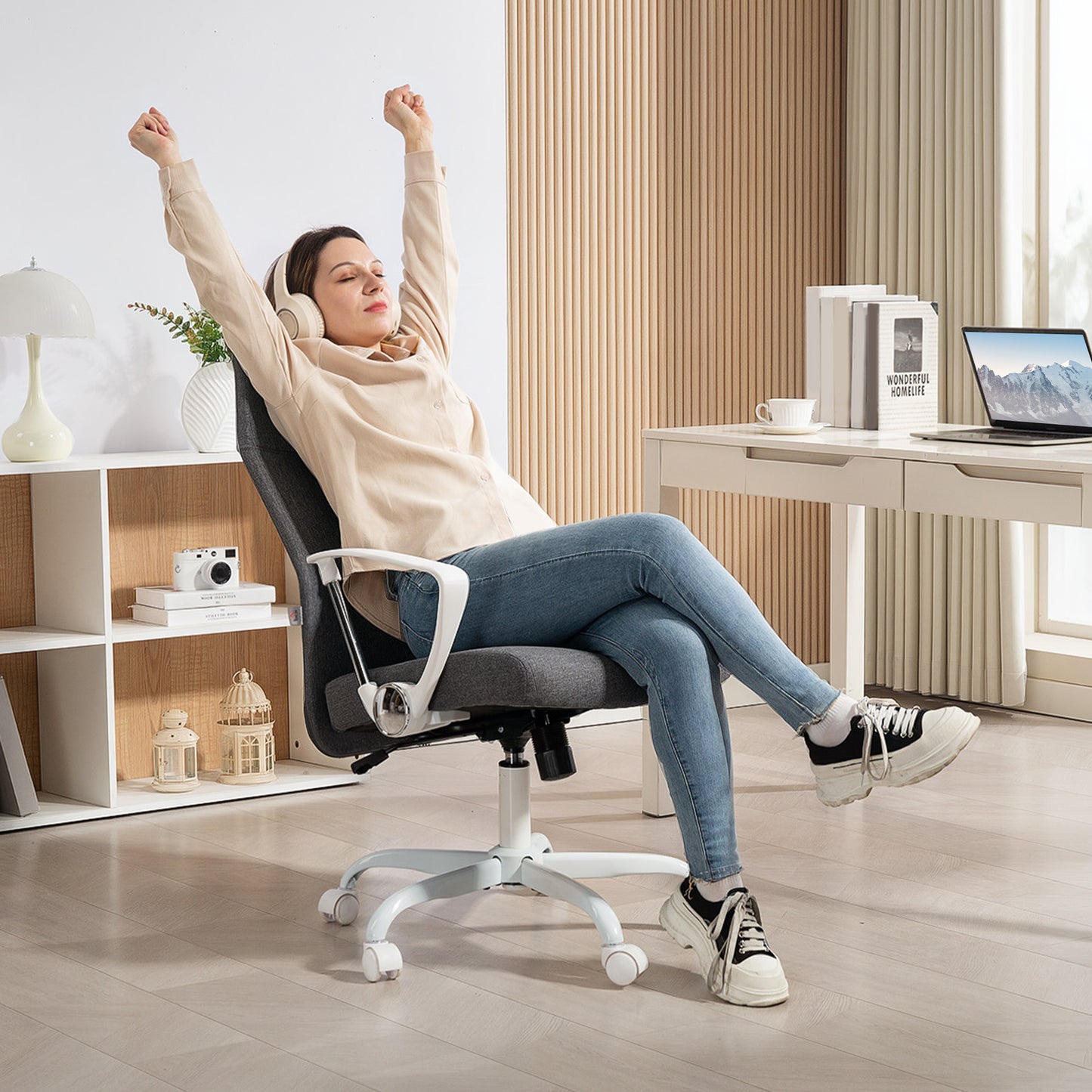 High Back Office Chair, Computer Desk Chair for Home, Grey