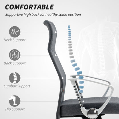 High Back Office Chair, Computer Desk Chair for Home, Grey