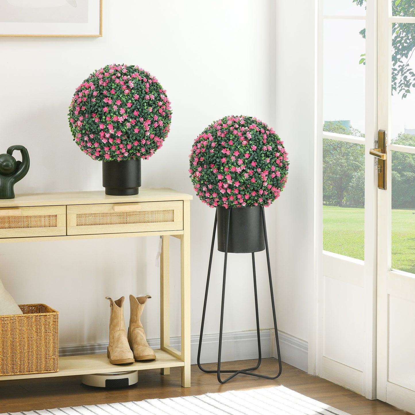 Set of 2 Artificial Topiary Balls Indoor Outdoor Faux Boxwood Balls