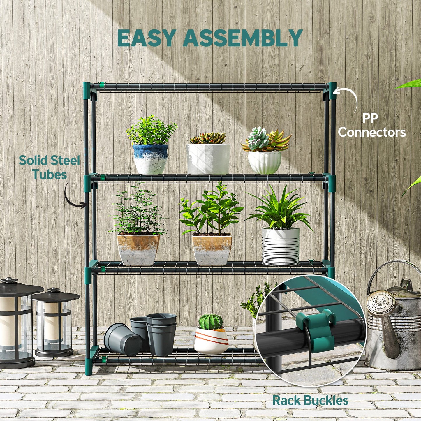 4-Tier Plant Stand Indoor Outdoor, Set of 2 Metal Plant Shelf