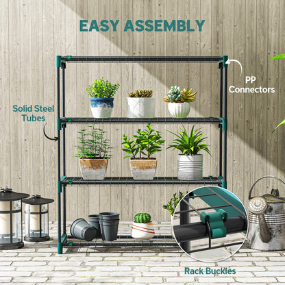 4-Tier Plant Stand Indoor Outdoor, Set of 2 Metal Plant Shelf