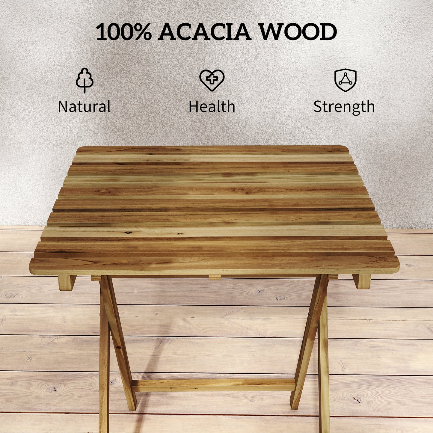 Outdoor Coffee Table Foldable Wooden Garden Table Natural Wood