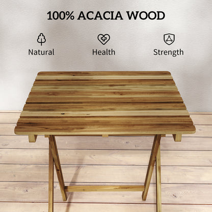 Outdoor Coffee Table Foldable Wooden Garden Table Natural Wood