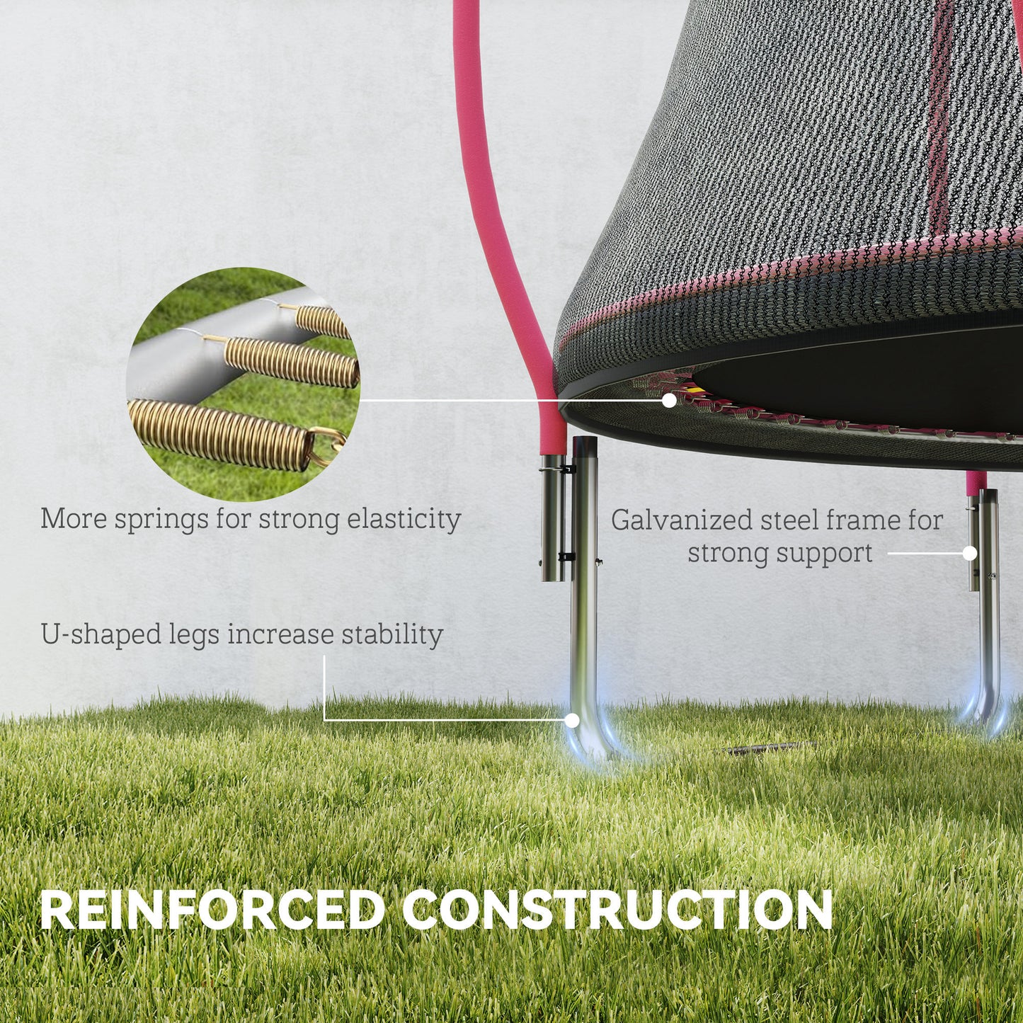10ft Trampoline with Enclosure Net and Spring Cover, Pink