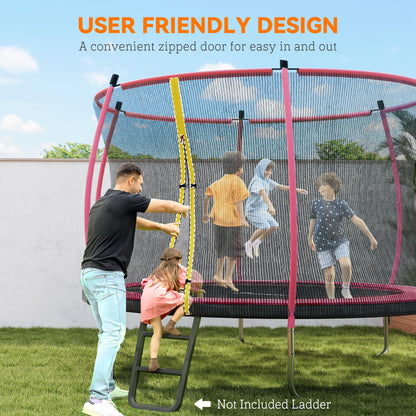 10ft Trampoline with Enclosure Net and Spring Cover, Pink