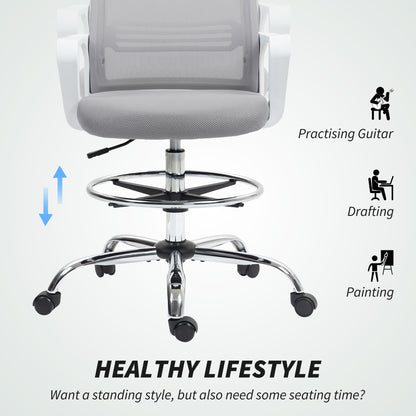 Draughtsman Chair, Mesh Ergonomic Drafting Chair, Grey