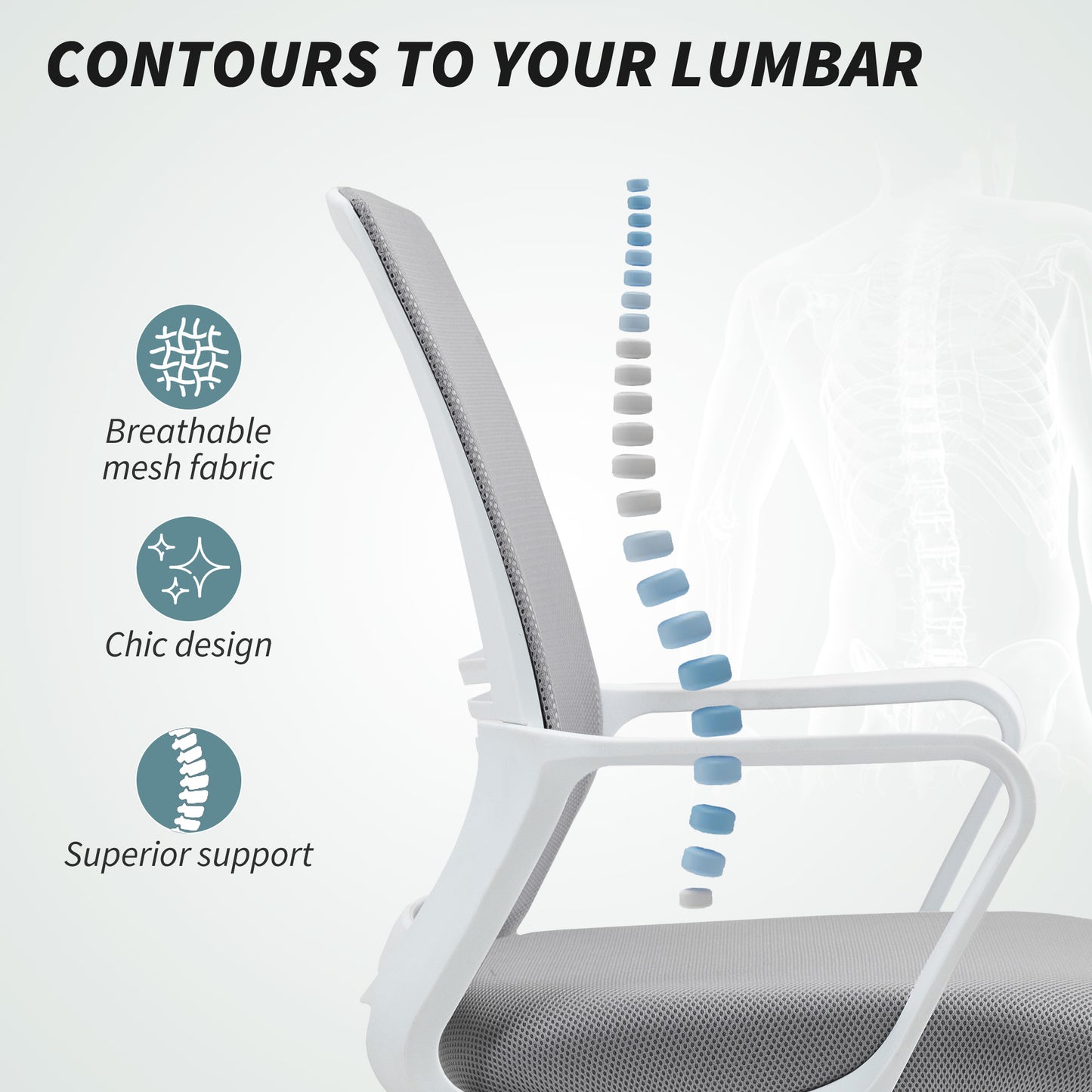 Draughtsman Chair, Mesh Ergonomic Drafting Chair, Grey