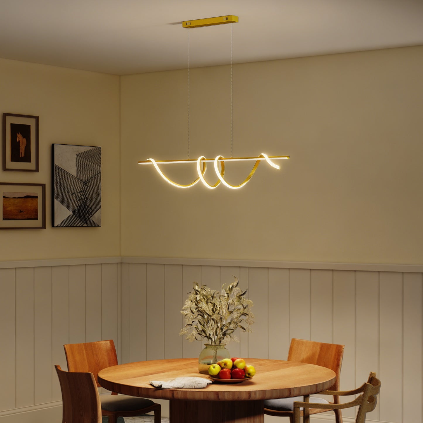 Pendant Light, Ceiling Light with 3 Colour Temperatures, Gold Tone