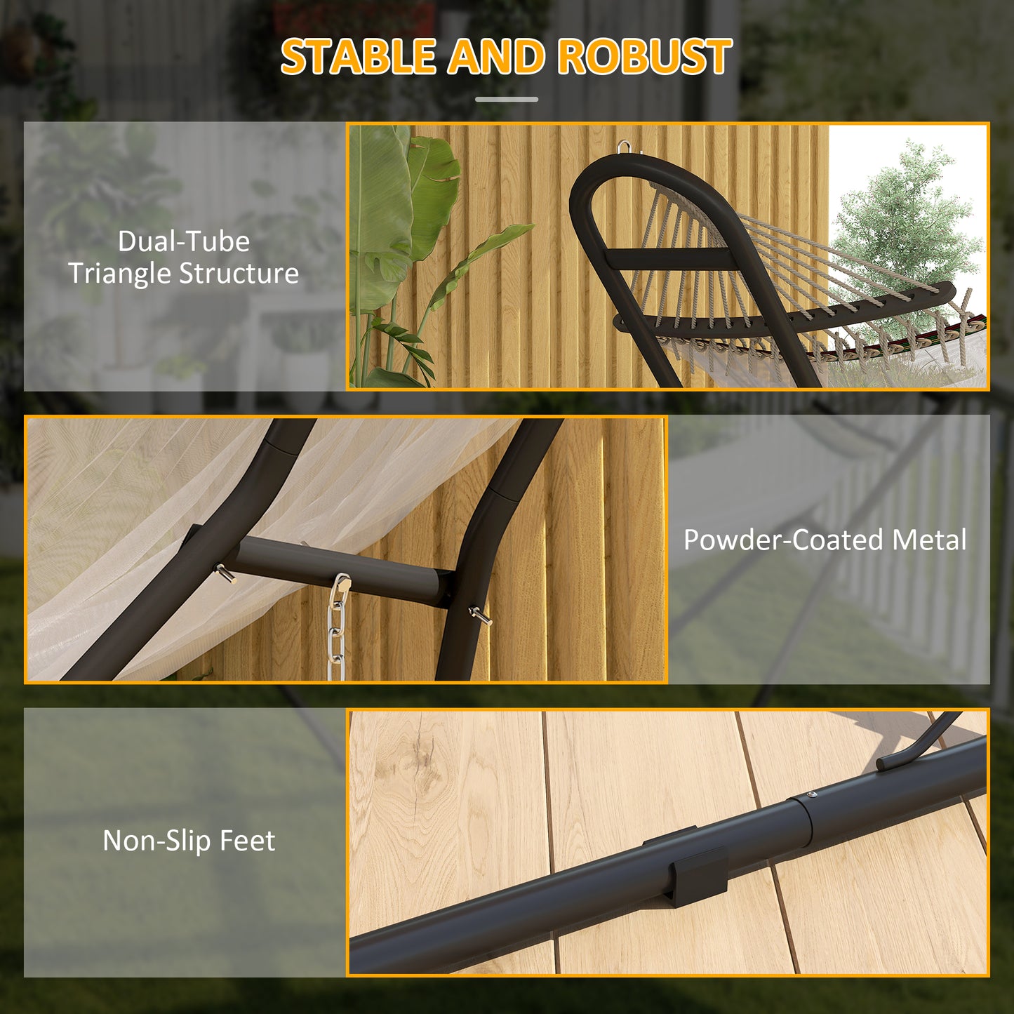 9ft Hammock Stand Adjustable with Non-Slip Feet, 250 kg Capacity