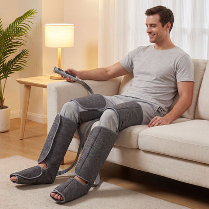 Leg Massager with Heat, Compression, Knee Massager with 3 Auto Modes & 3 Intensities for Circulation and Pain, Foot and Calf Massage Machine, Gifts for Men Women