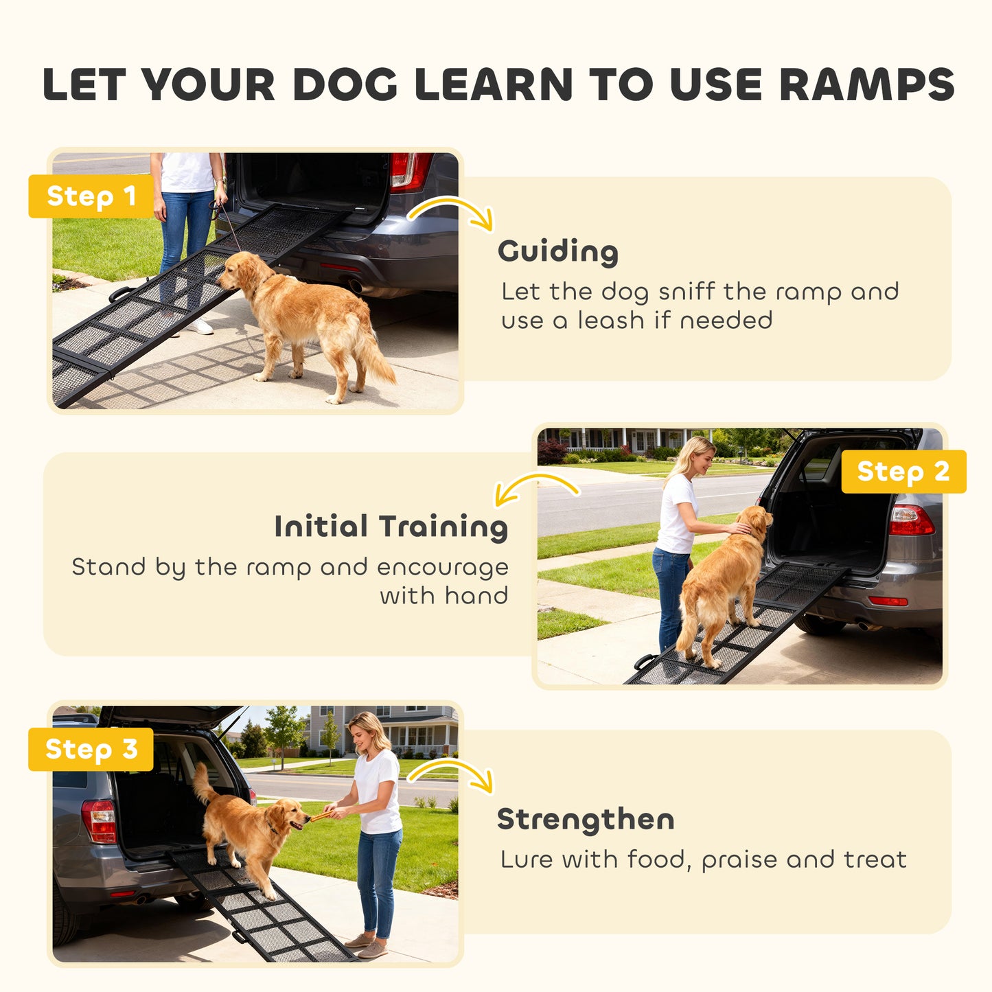 191 x 20cm Dog Ramp for Car, Pet Stairs for Large Dogs, for SUVs