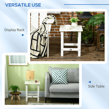 Square Coffee Table, HDPE Side Table for Porch, Garden, White
