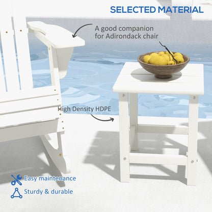 Square Coffee Table, HDPE Side Table for Porch, Garden, White