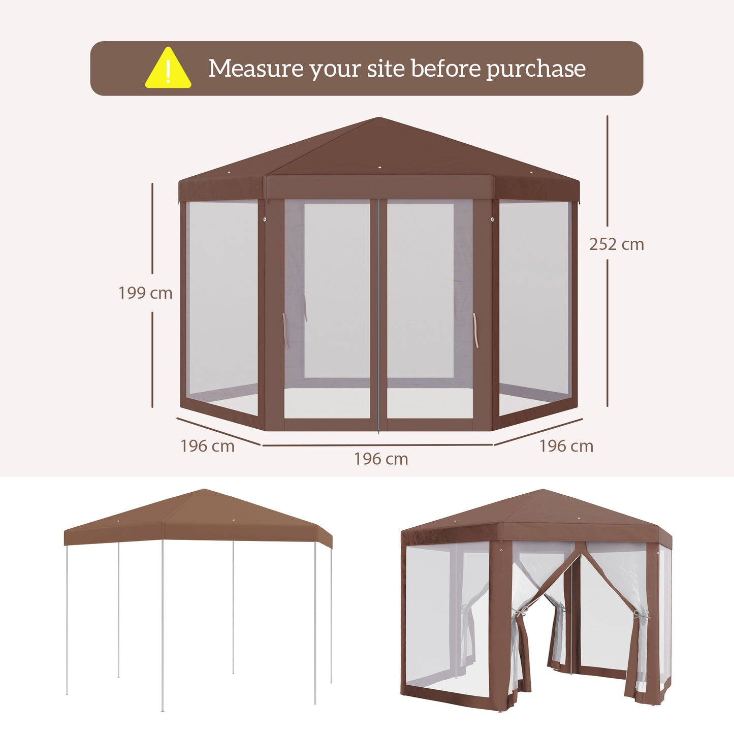 Hexagonal Garden Gazebo Party Tent Patio Marquee Canopy