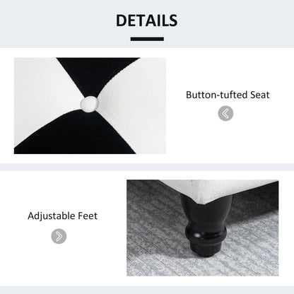 Velvet Storage Ottoman, Button-tufted Footstool Box, Toy Chest with Lid for Living Room, Bedroom, White and Black