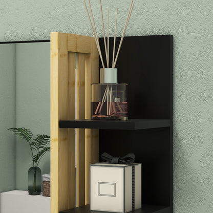 Bathroom Mirror Wall Mount Vanity Mirror with 4 Storage Shelves, Black