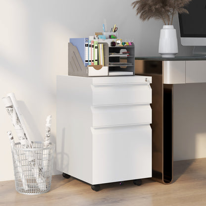 Filing Cabinet with Lock and Hanging Bar for Letter A4 Legal, White