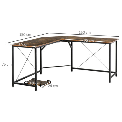 Corner Gaming Desk L-Shape Computer PC Workstation Home Office Study Three Worktop Writing Table 150 x 150 x 75 cm