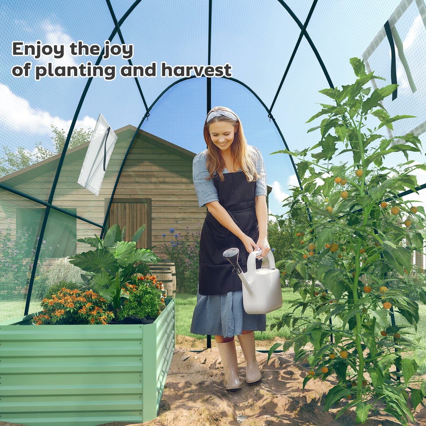 Portable Greenhouse Gardening Plant Hot House with 2 Doors, Green