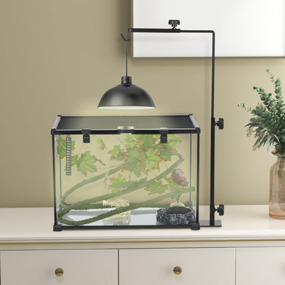 Reptile Lamp Stand, Adjustable Lamp Holder with Hook Hanging Base