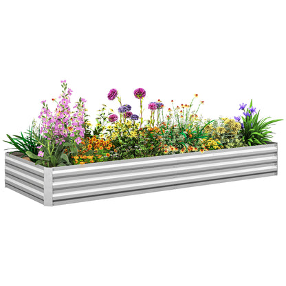 Galvanised Raised Garden Bed Metal Planter Box, Silver