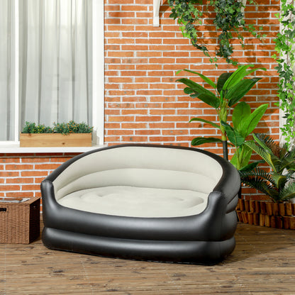 Inflatable Chair with Soft Plush Fabric for Movie Watching, Grey