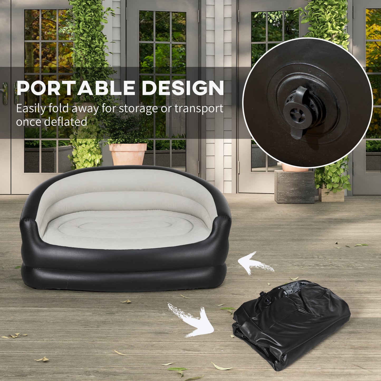 Inflatable Chair with Soft Plush Fabric for Movie Watching, Grey