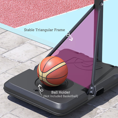 146-236cm Adjustable Basketball Hoop Outdoor, Portable on Wheels