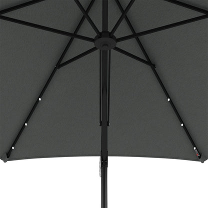 3(m) Cantilever Garden Parasol Umbrella W/ Solar LED, Dark Grey