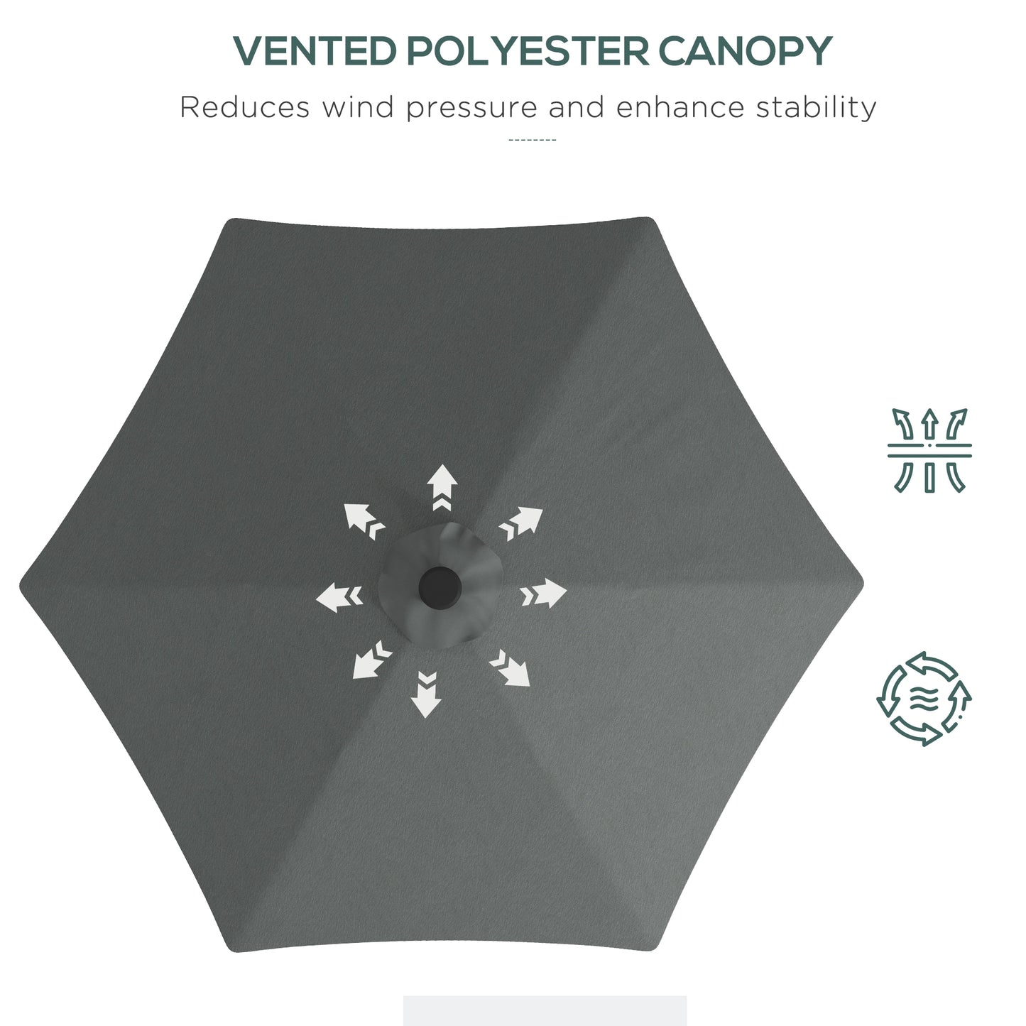 3(m) Cantilever Garden Parasol Umbrella W/ Solar LED, Dark Grey