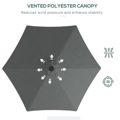 3(m) Cantilever Garden Parasol Umbrella W/ Solar LED, Dark Grey
