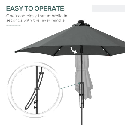 3(m) Cantilever Garden Parasol Umbrella W/ Solar LED, Dark Grey