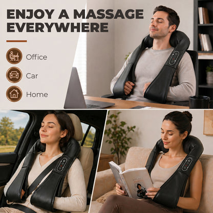 Neck and Shoulder Massager with Heat, Deep Tissue Shiatsu 3D Kneading Massager for Neck, Back, Waist, Hand and Leg, at Home and Car, Gifts for Women and Men