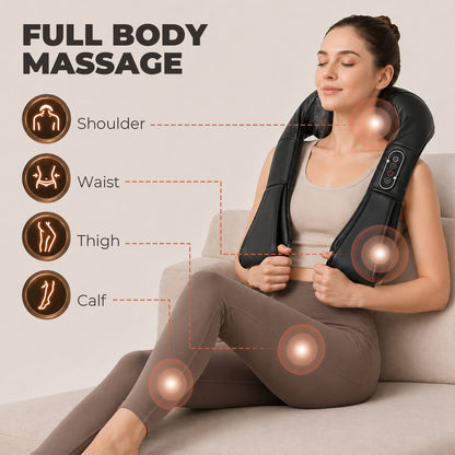 Neck and Shoulder Massager with Heat, Deep Tissue Shiatsu 3D Kneading Massager for Neck, Back, Waist, Hand and Leg, at Home and Car, Gifts for Women and Men